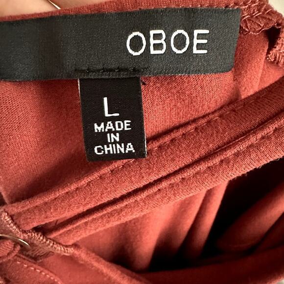 Oboe Rust Lace Up Maxi Dress Size L Women’s Strappy Bodycon Boho Sexy - Picture 6 of 8